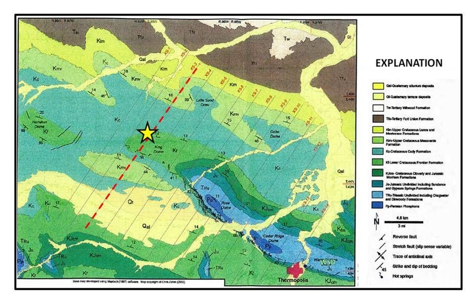 Geologic map of Dinosaur Marbles and Thermopolis Anticline, Hot Springs County, Wyoming