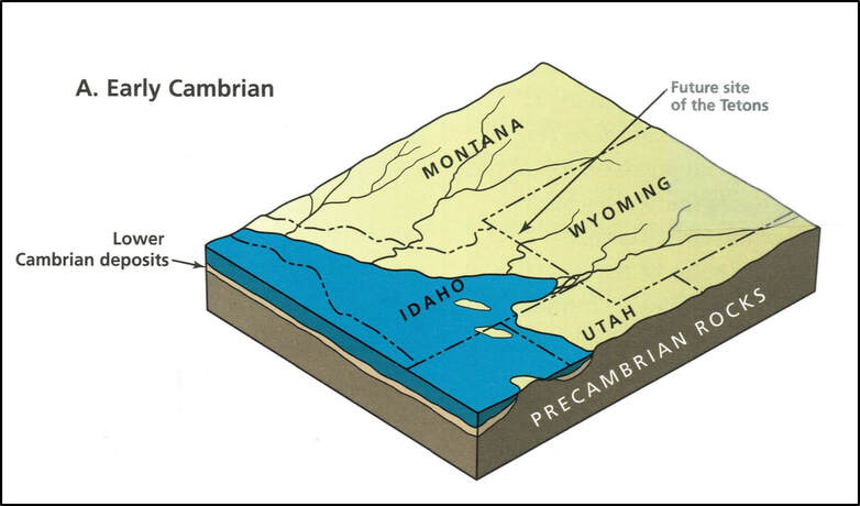 Geologic block diagram of Northern Rocky Mountains during Early Cambrian