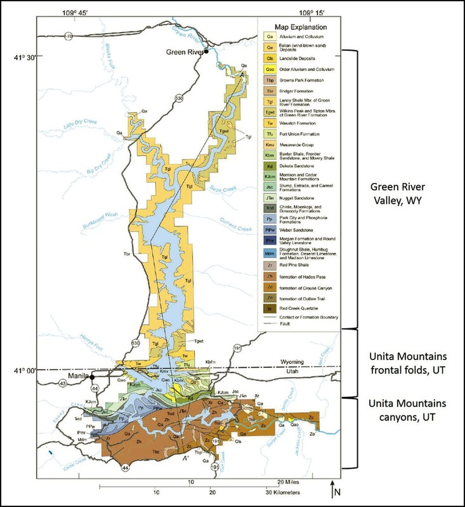 Geologic map for Flaming Gorge Recreational Area, Wyoming and Utah
