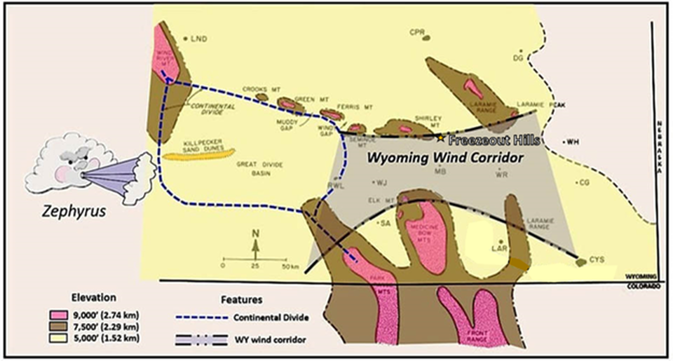 Map of Wyoming Wind Corridor