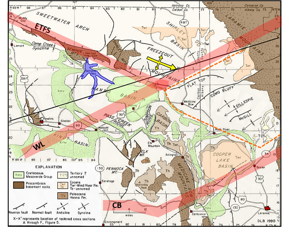 Generalized geologic map of Central Wyoming