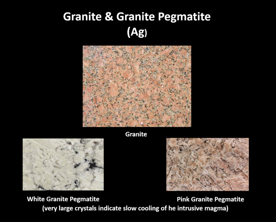 Pictures of granite and  granite pegmatite