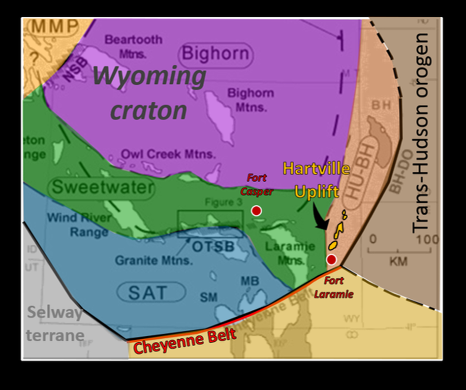 Geologic tectonic map of Precambrian rocks in Wyoming