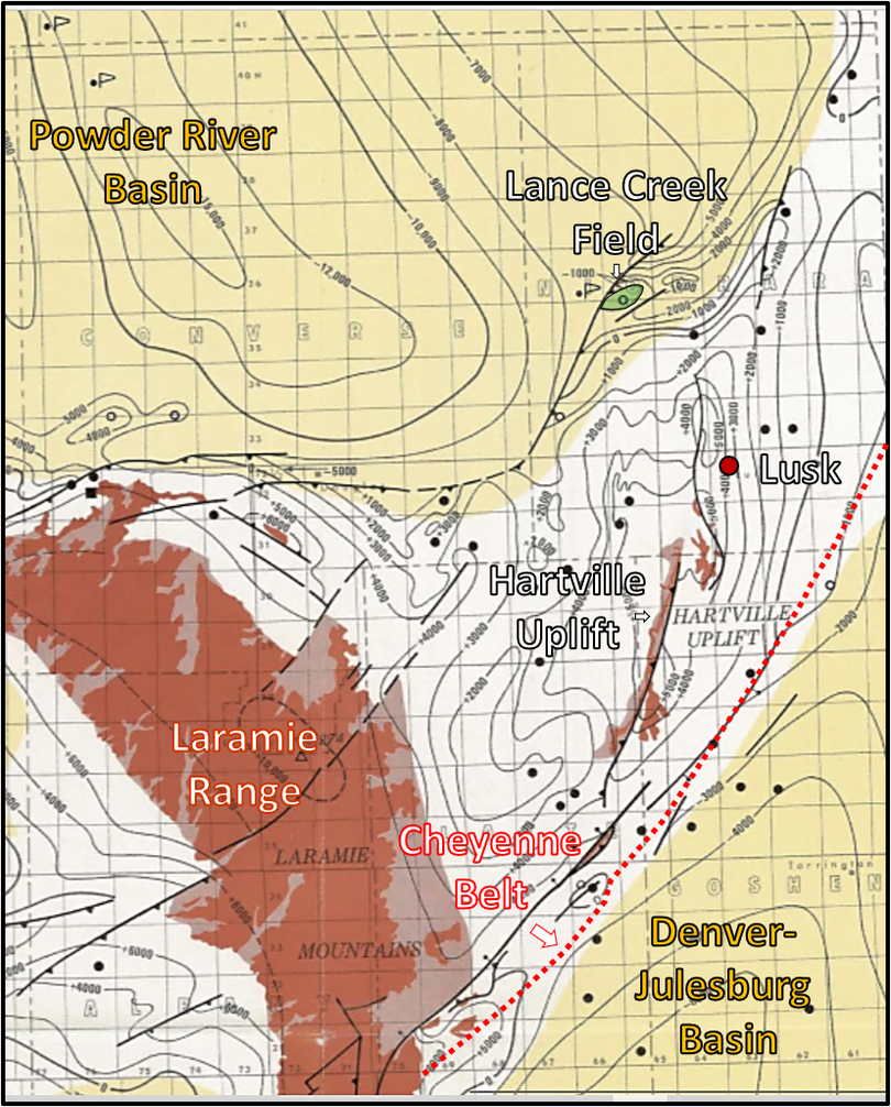 Precambrian structure map of Hartville Uplift, Wyoming
