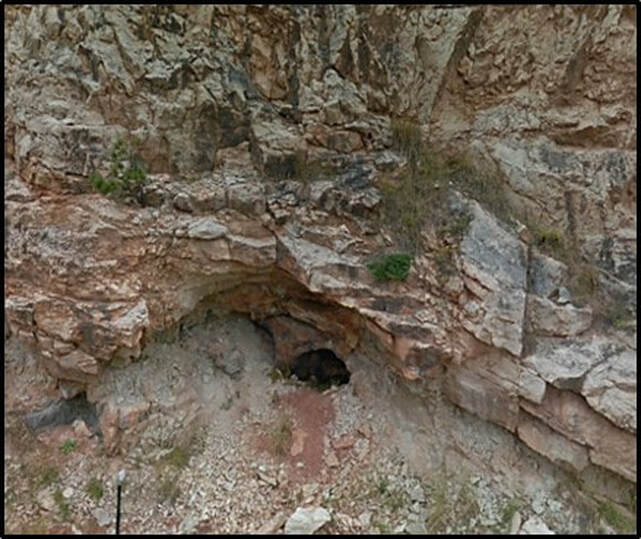 Picture of small cave in Madison Limestone along US 14, Sheridan County, Wyoming