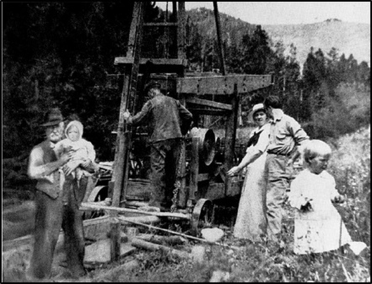 Picture of first wildcat well drilled in Montana, Butcher Creek Cruse #1, Bighorn Basin, Carbon County, Montana