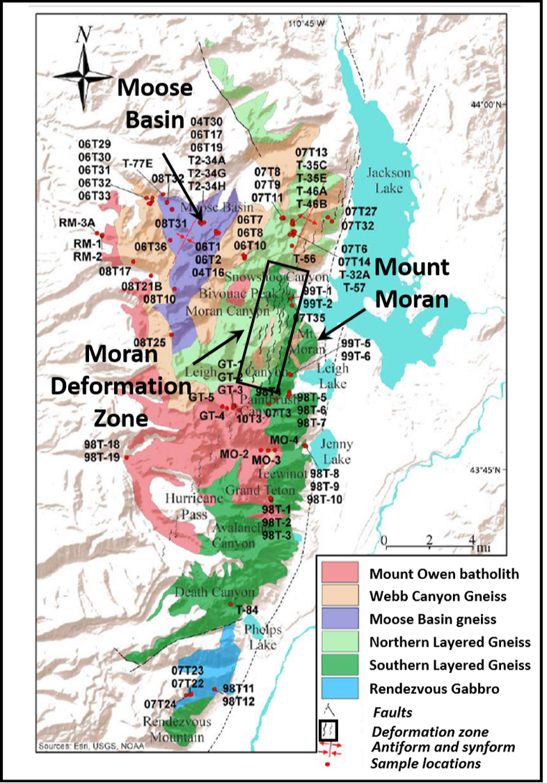 Geologic map of Archean rocks in Teton Range, Wyoming