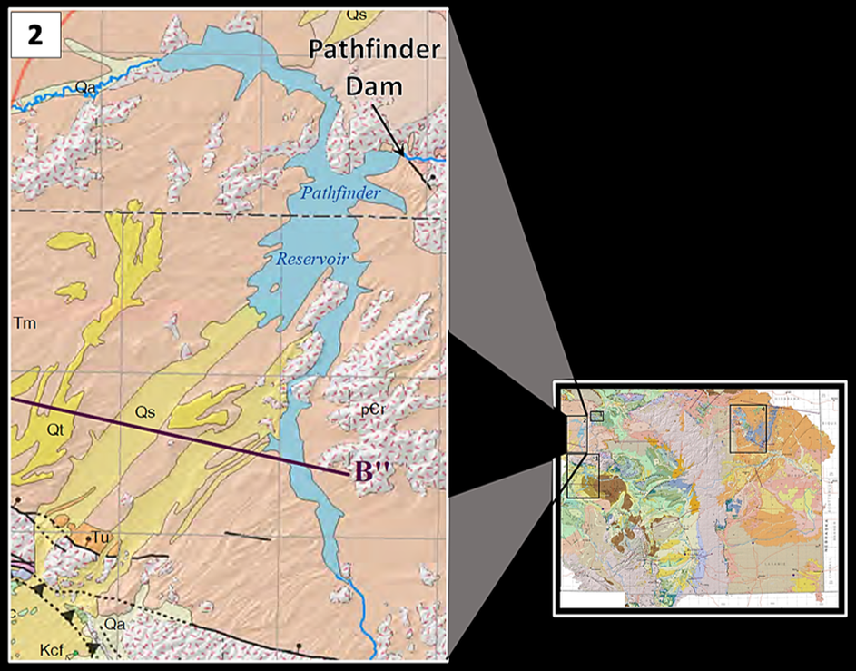 Geologic map of Pathfinder Dam area, Wyoming