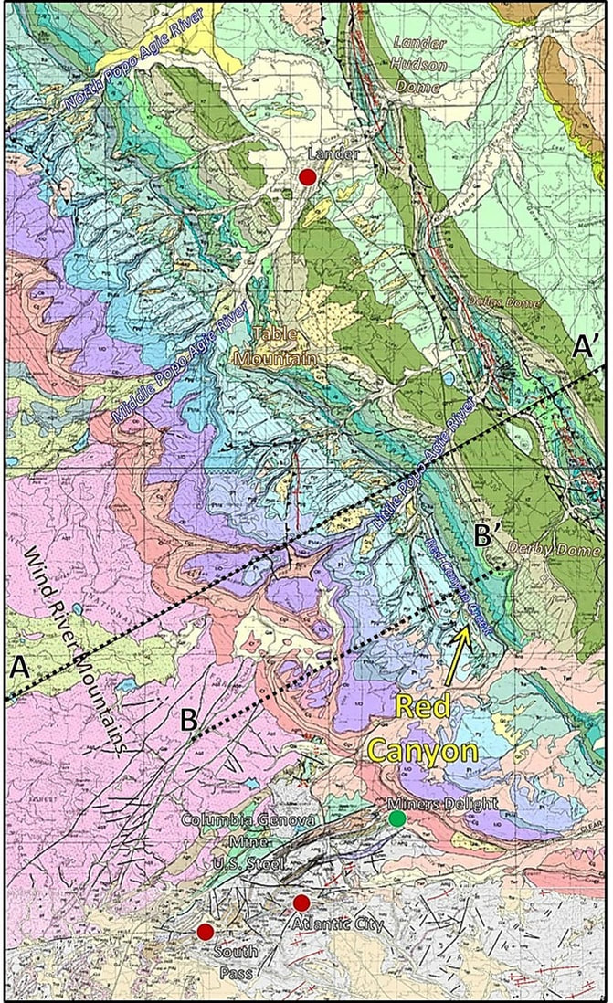 Geologic map of Red Canyon area, Fremont County, Wyoming