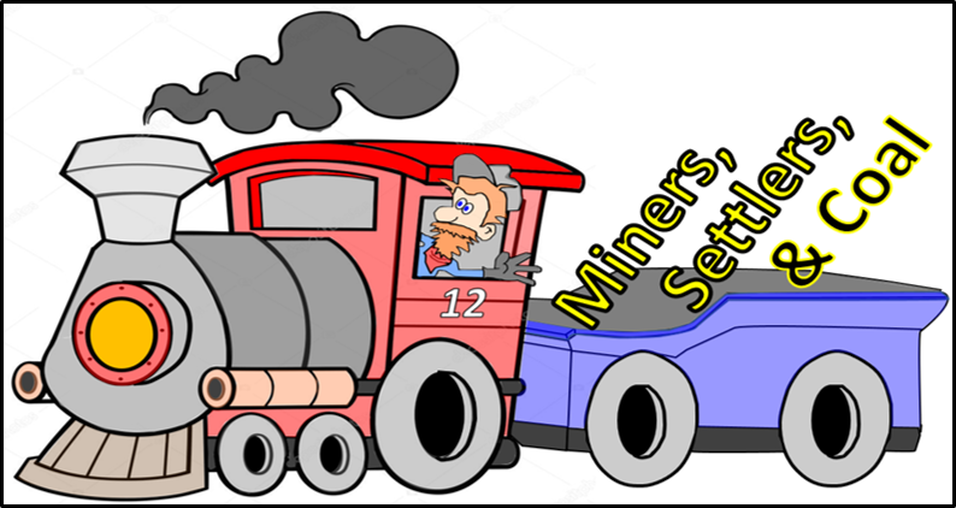 Cartoon of Red Lodge and Bear Creek Valley train, Montana