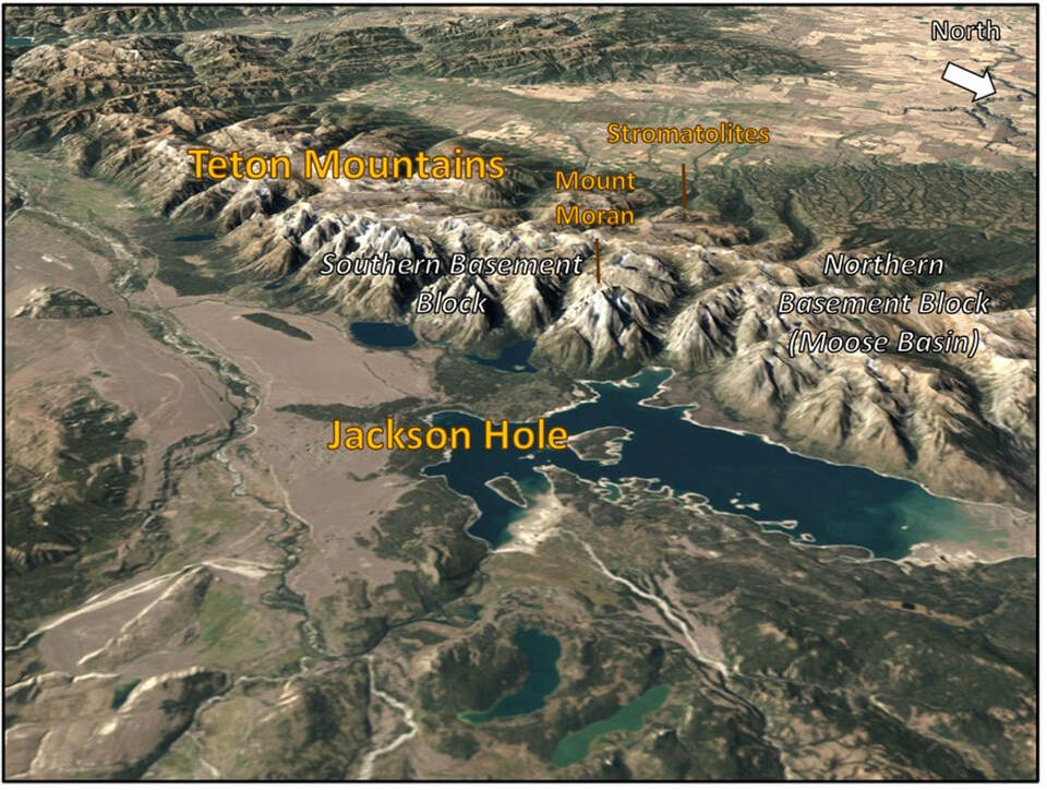 Google Earth image of Teton Range and Jackson Hole, Teton County, Wyoming
