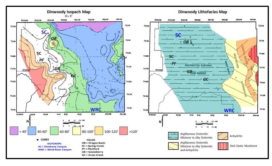 Triassic Dinwoody Formation isopach & lithology maps, Bighorn Basin, Wyoming