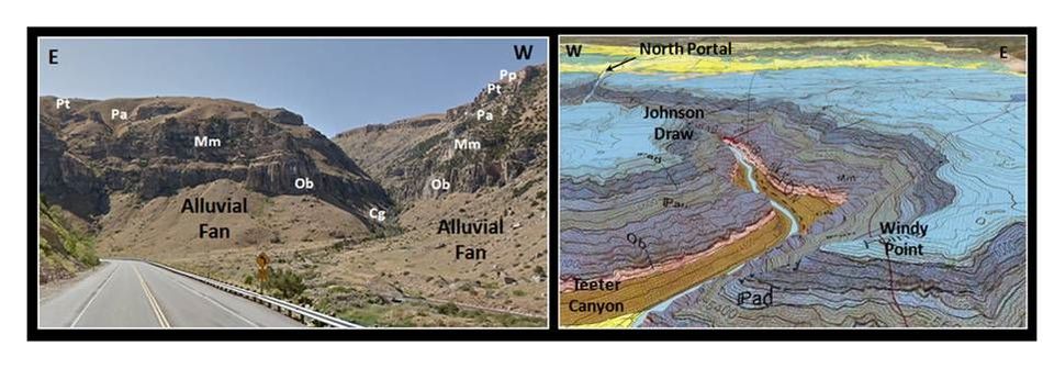 Picture and geologic map of Teeter Canyon, Hot Springs County, Wyoming