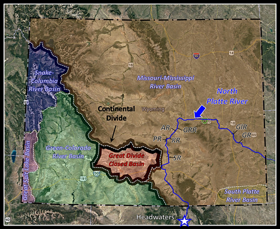 Map of Wyoming major river basins