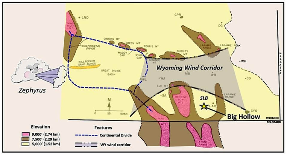 Map of Wyoming wind corridor