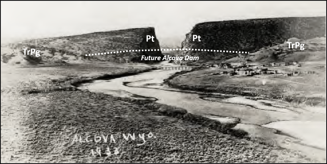 Picture of Alcova Anticline (1933) before dam was built, Wyoming