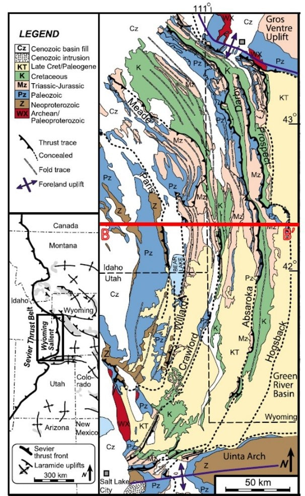 Geologic map of Wyoming-Idaho-Utah Thrust Belt