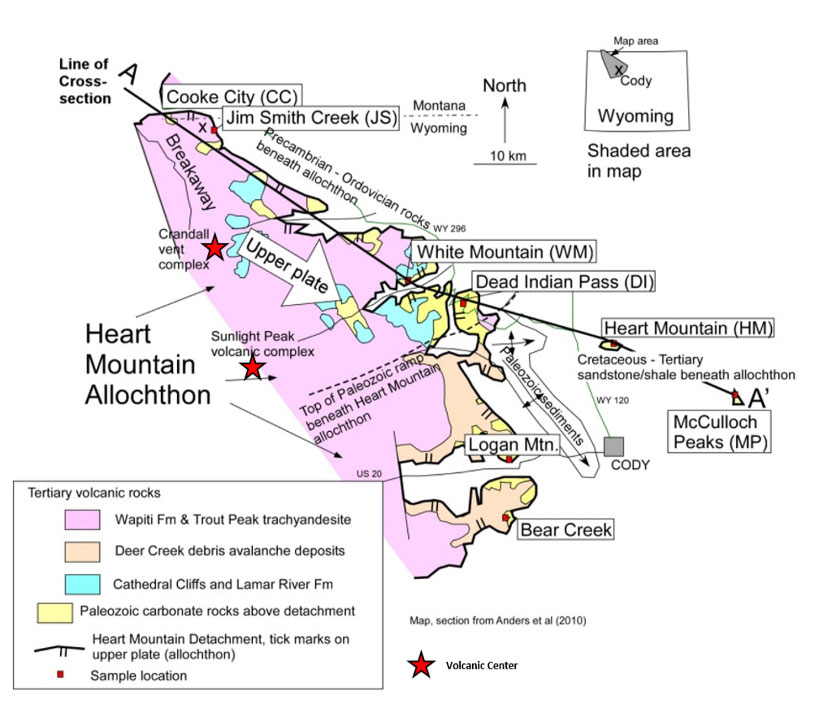 Geologic Map Heart Mountain Detachment Fault, Park County, Wyoming
