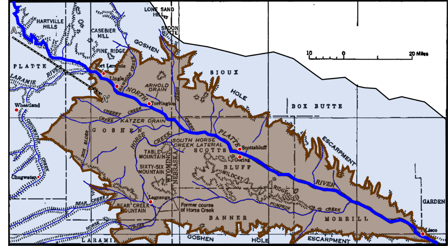 Map of Goshen Hole and Goshen Hole Escarpment, Wyoming and Nebraska