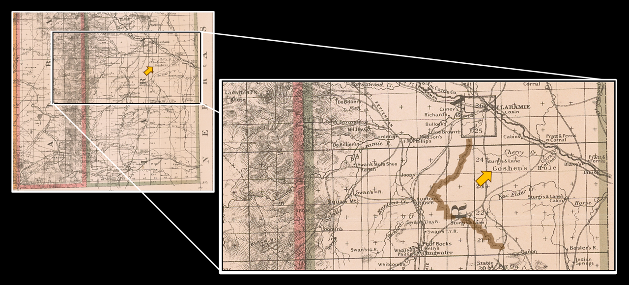 Holt's 1883 map of Wyoming Territory showing Goshen Hole, Wyoming