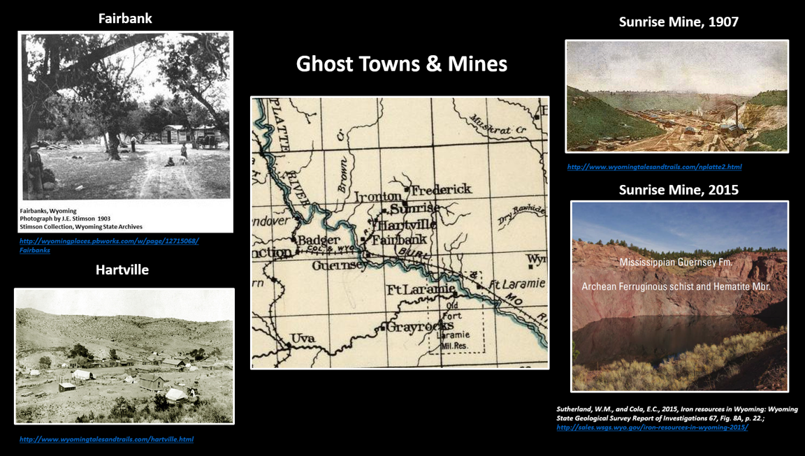 Ghost towns and mines near Fort Laramie and Hartville Uplift areas, Wyoming