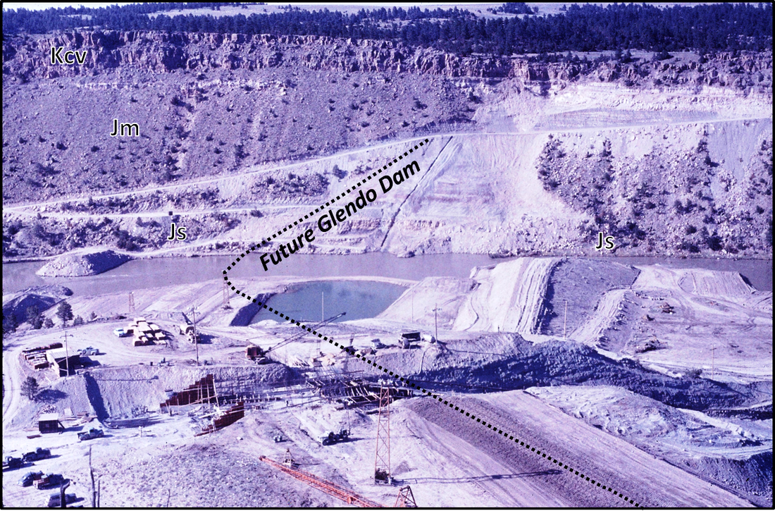 Picture of Glendo Dam site during construction, Wyoming