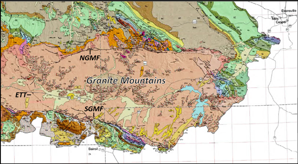 Geology map of Granite Mountains, Wyoming