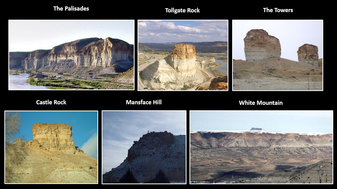 Pictures of Green River Formation outcrops near Green River, Wyoming