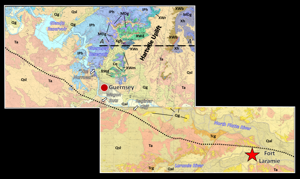 Geologic map of Fort Laramie-Hartville Uplift area, Wyoming