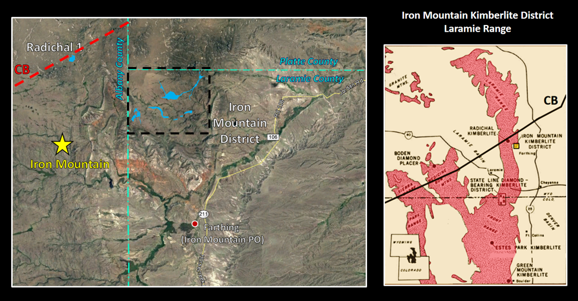Map of Iron Mountain Diamond District, Wyoming
