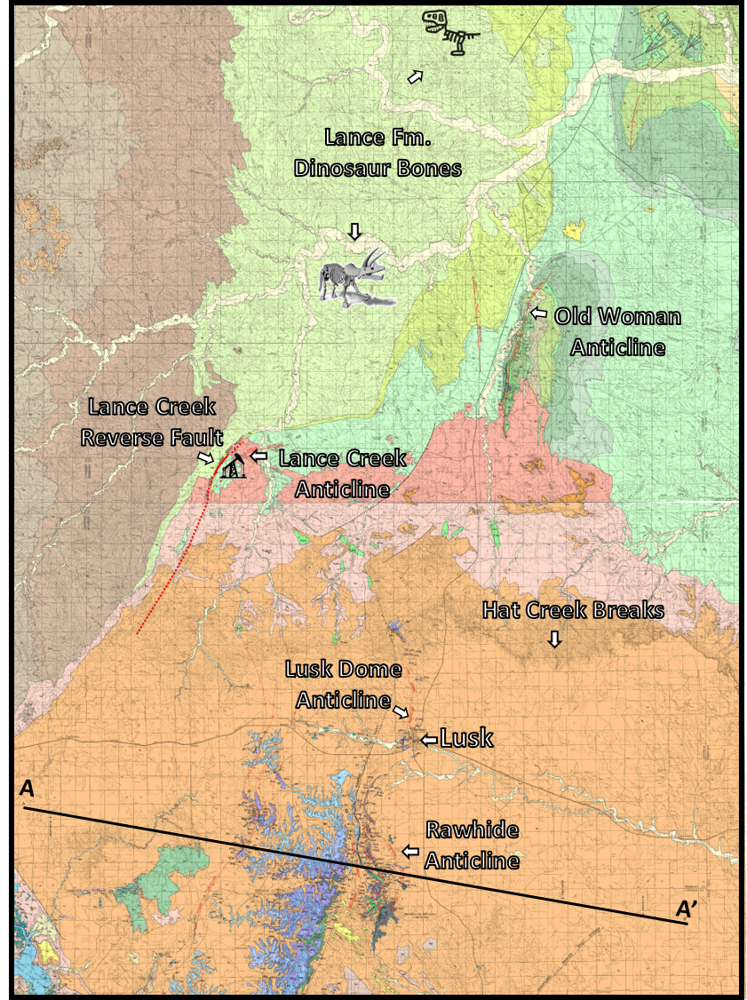 Geology map of the Lusk area, Wyoming
