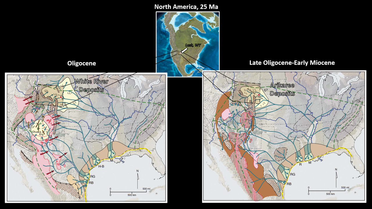 Paleogeography maps of the US Oligocene and Late Oligocene-Early Miocene