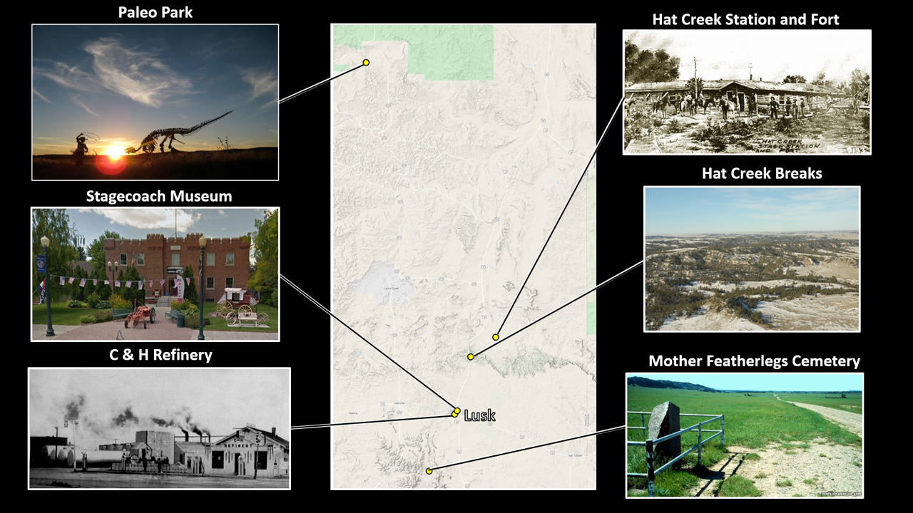 Pictures and map of things-to-do near Lusk, Wyoming