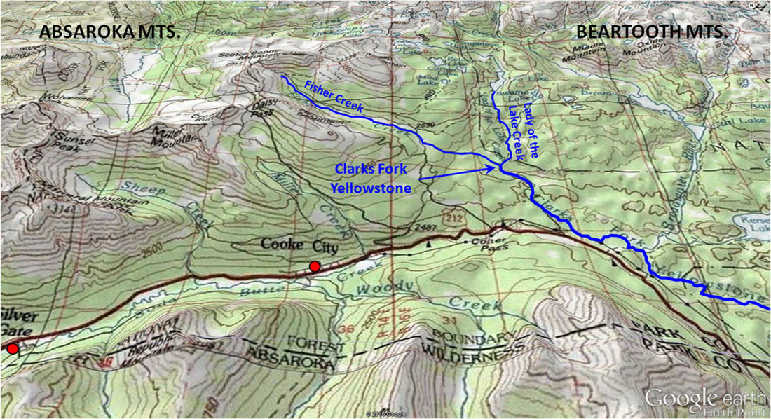 Topographic map Clarks Fork River, Park County, Wyoming