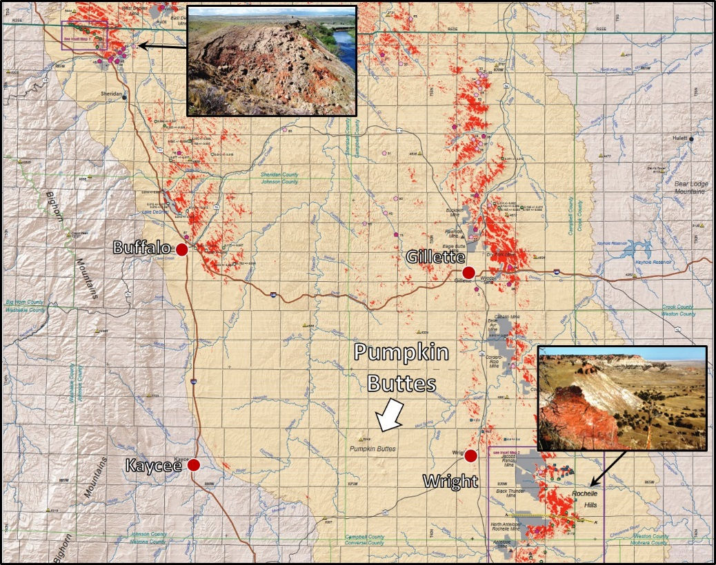 Geologic map of Powder River Basin clinker outcrops, Wyoming