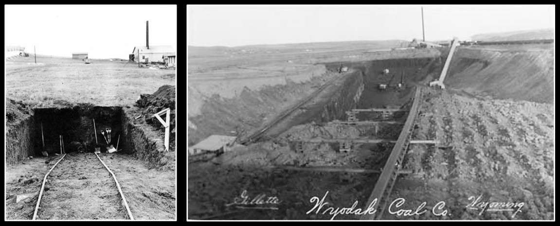 Historic pictures of Peerless Mine shaft and open pit, Wyoming