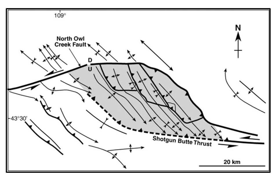 Geologic map Owl Creek Duplex Structure, Wyoming