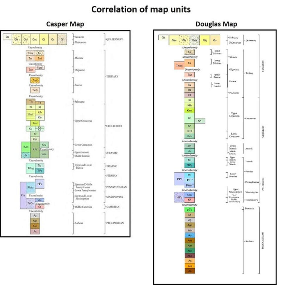 Legend to geologic map of Casper and Douglas Area, Wyoming