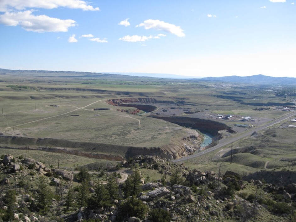 Picture of Shoshone River, Cody Hydrothermal System and sink holes on terrace, Park County, Wyoming