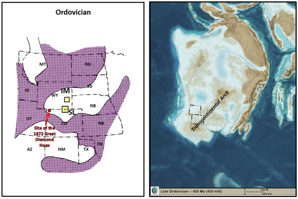 Maps of Ordovician distribution in Rockies and Ordovician Paleogeography 
