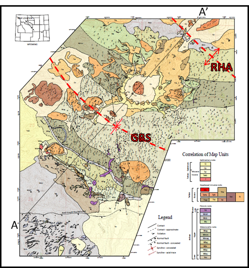 Geologic map of Rattlesnake Hills Greenstone Belt and volcanics, Natrona County, Wyoming