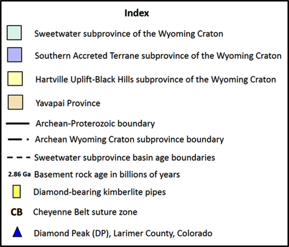 Index to Tectonic Map of Wyoming Diamond Province