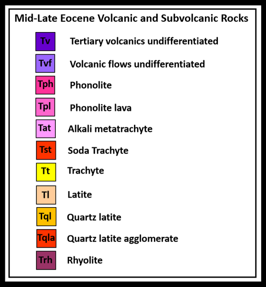 List of volcanic rocks in Rattlesnake Hills, Natrona County, Wyoming