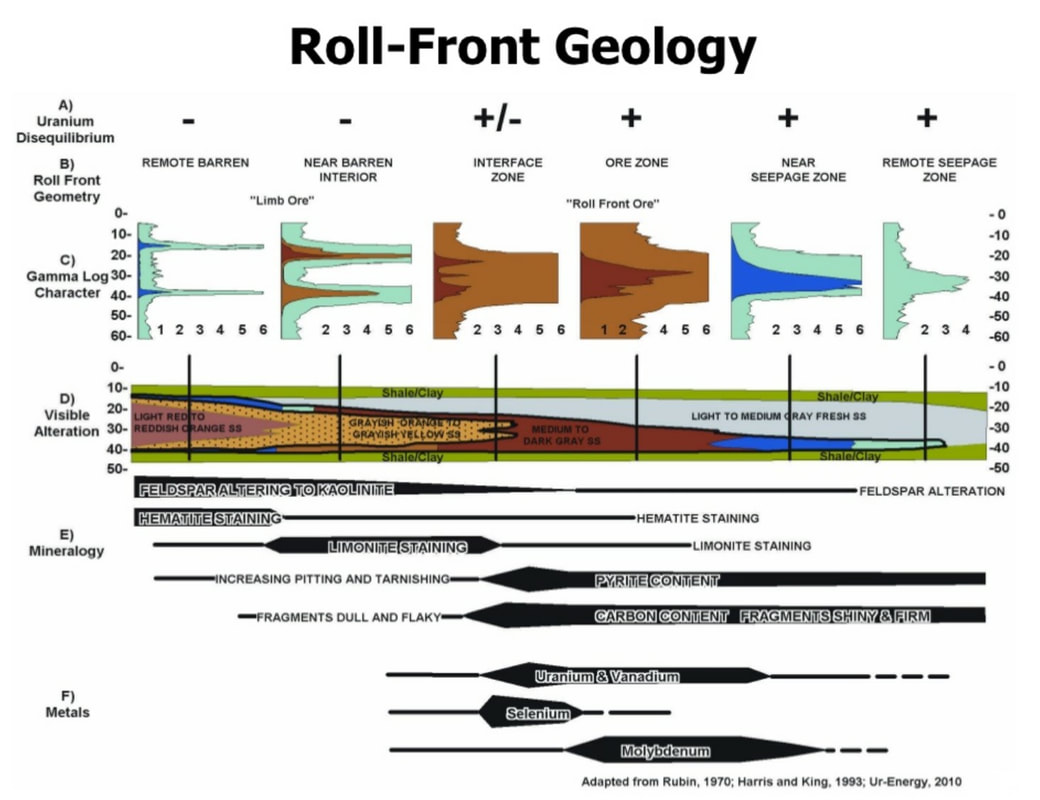 Geologic model of uranium roll front development