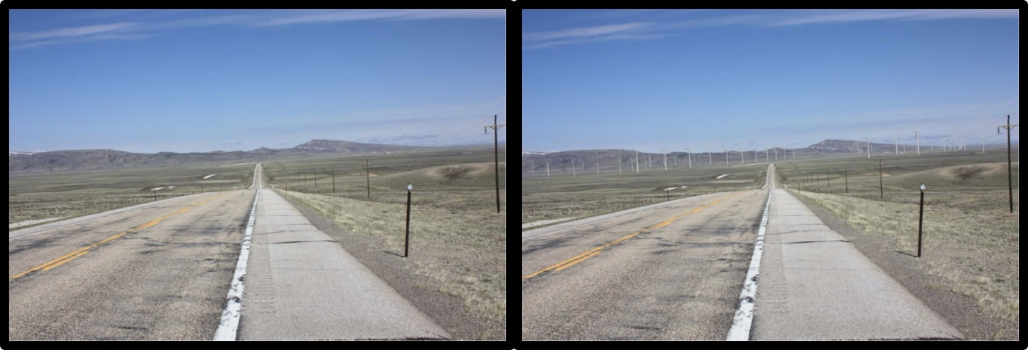 Pictures of Dunlap Wind Farm, before and after construction, Shirley Basin, Wyoming