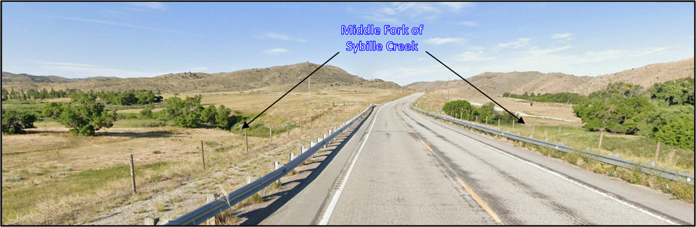 Picture of Wyoming 34 crossing Middle Fork Sybille Creek, Wyoming,  