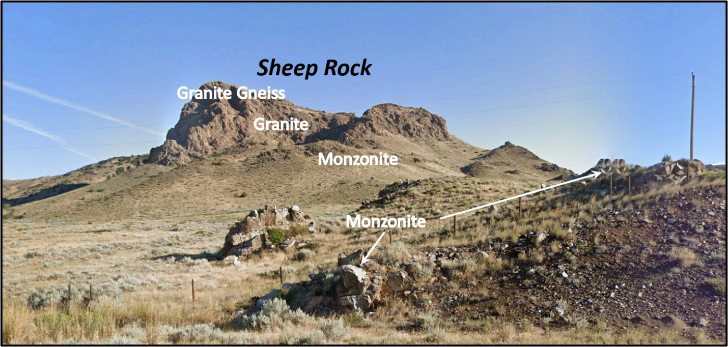 Sheep Rock in Sybille Canyon with annotated geology, Albany County, Wyoming