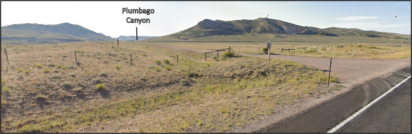 Wyoming 34 junction with Sybille Road to Plumbago Canyon, Albany County, Wyoming