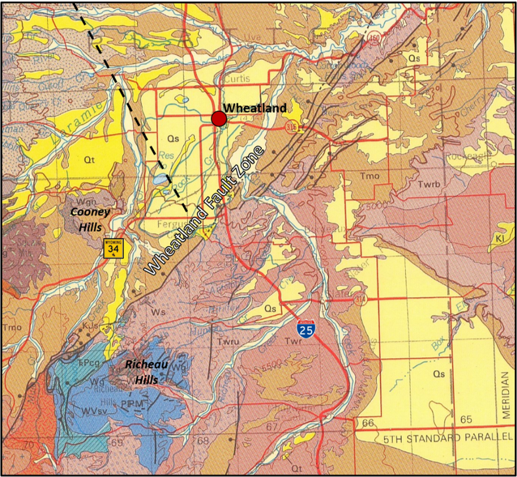 Geology map of Wheatland Area, Platte County, Wyoming