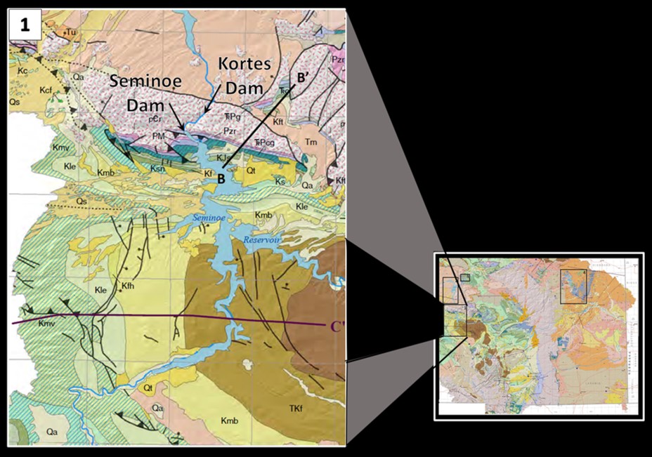 Geologic map of Seminoe Dam and Kortes Dam area, Wyoming